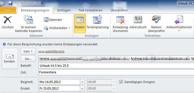 Urlaubsplanung mit Outlook Screenshot Schritt 2